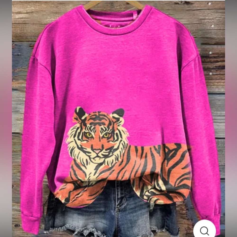 Pink Tiger Round Neck
Sweatshirt 🐯